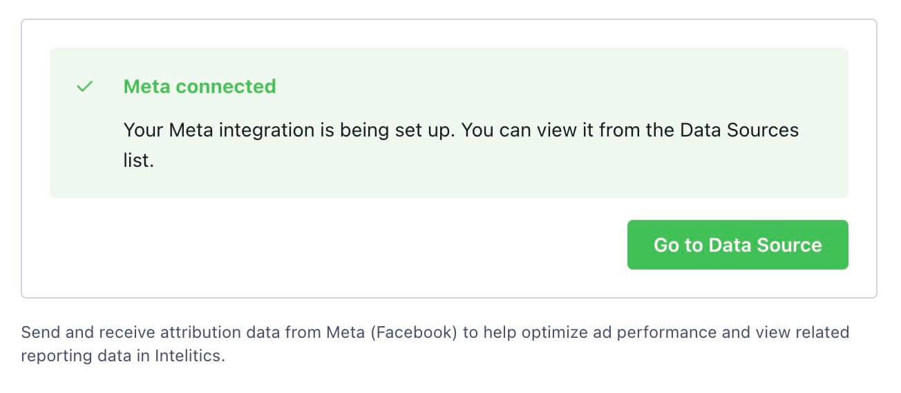 Meta Connection Confirmed