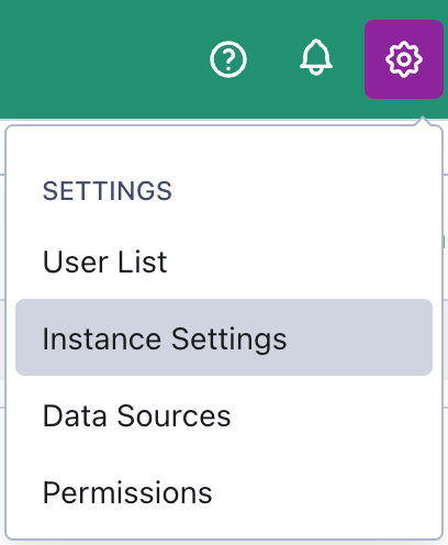 Instance Settings Menu Option